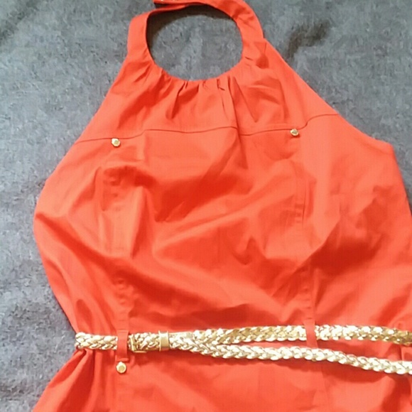 Calvin Klein Dresses & Skirts - Calvin Klien orange dress with gold belt